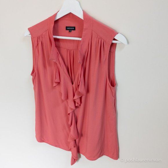 Jaeger Sleeveless Top – Coral / Dressy Summer Top – US 8 - Picture 4 of 11
